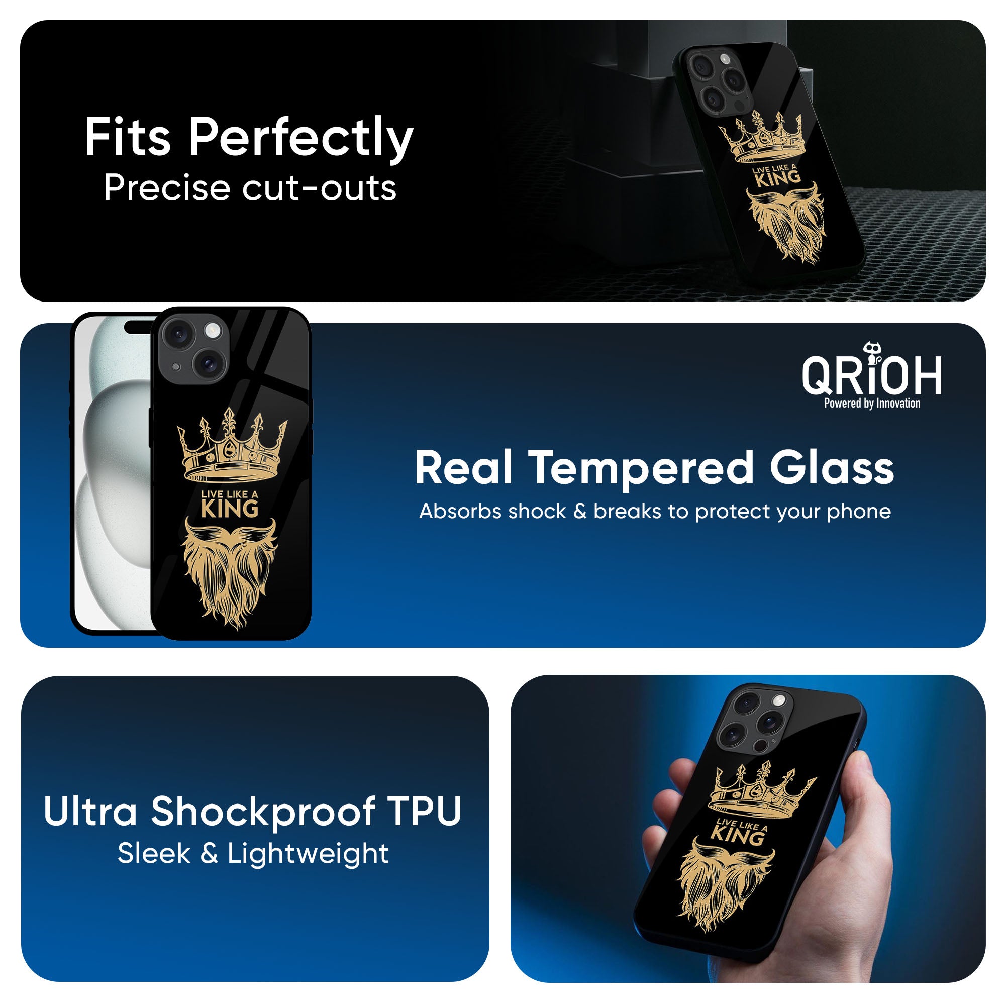 King Life Glass Case For iPhone 16 Pro Max