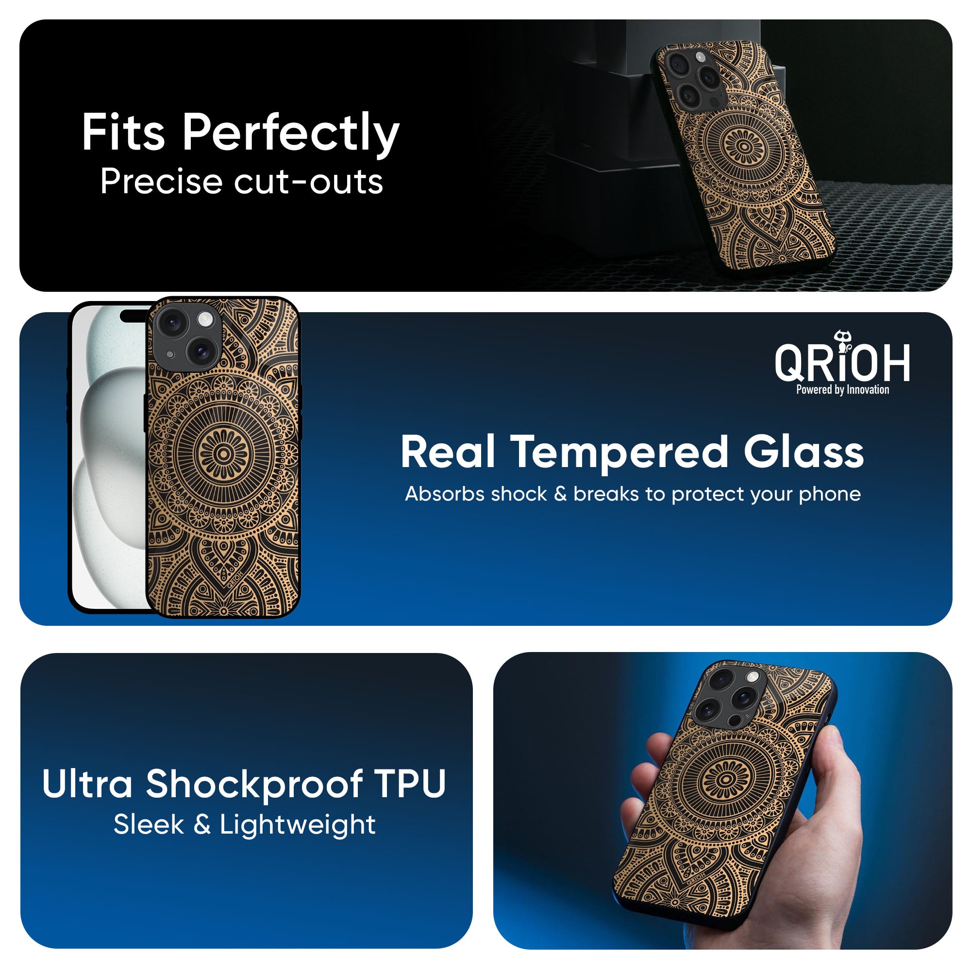 Luxury Mandala Glass Case for iPhone 16 Pro Max