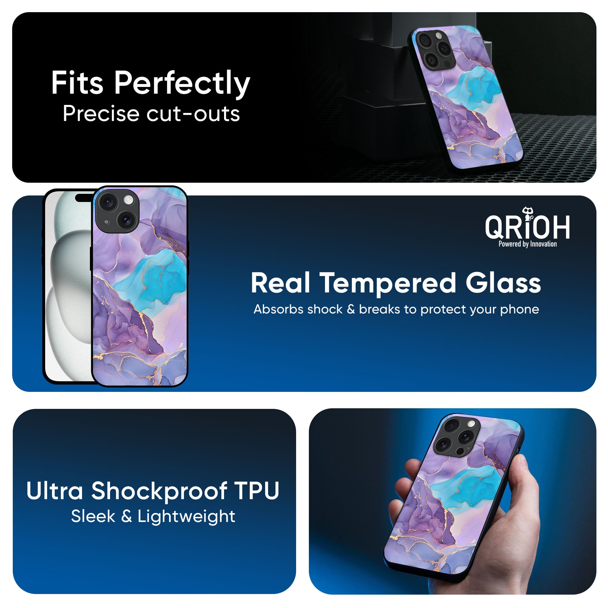 Alcohol ink Marble Glass Case for iPhone 16 Pro
