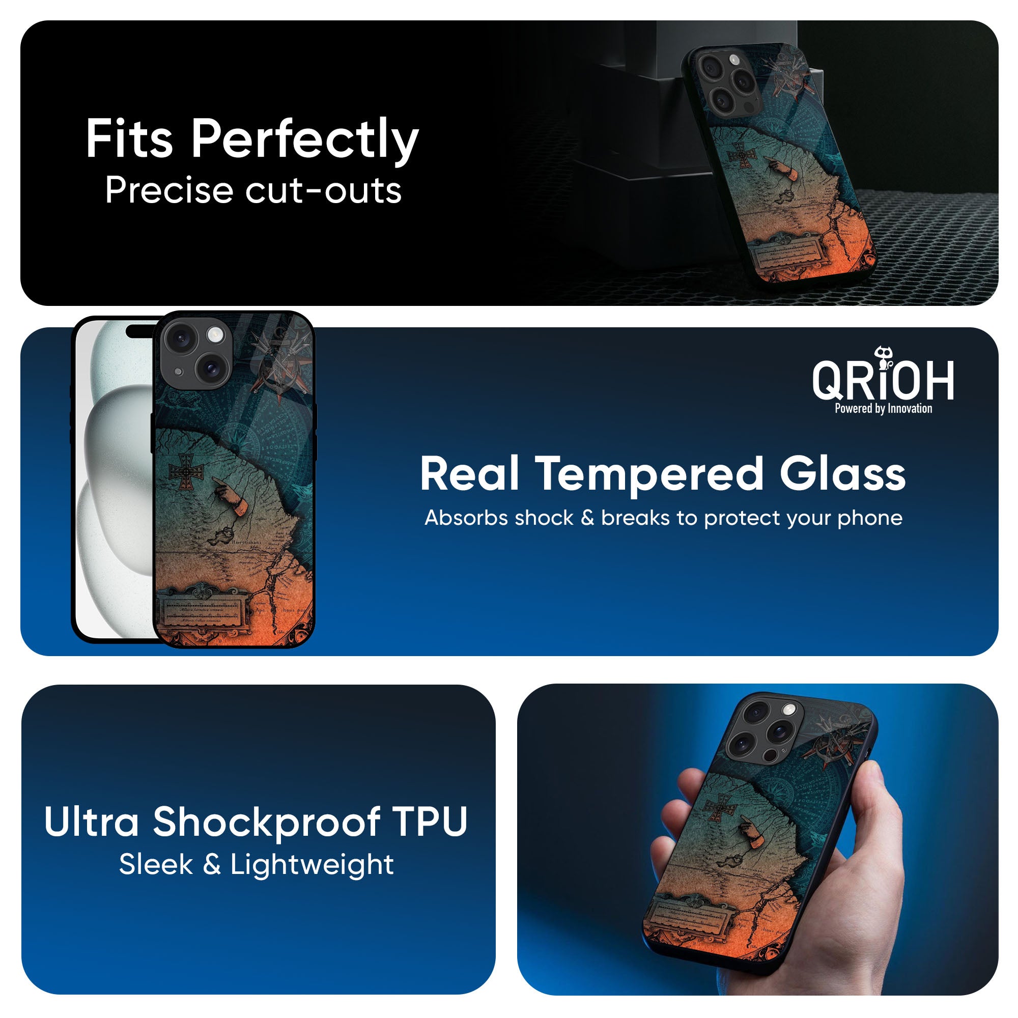 Geographical Map Glass Case for iPhone 16 Pro Max