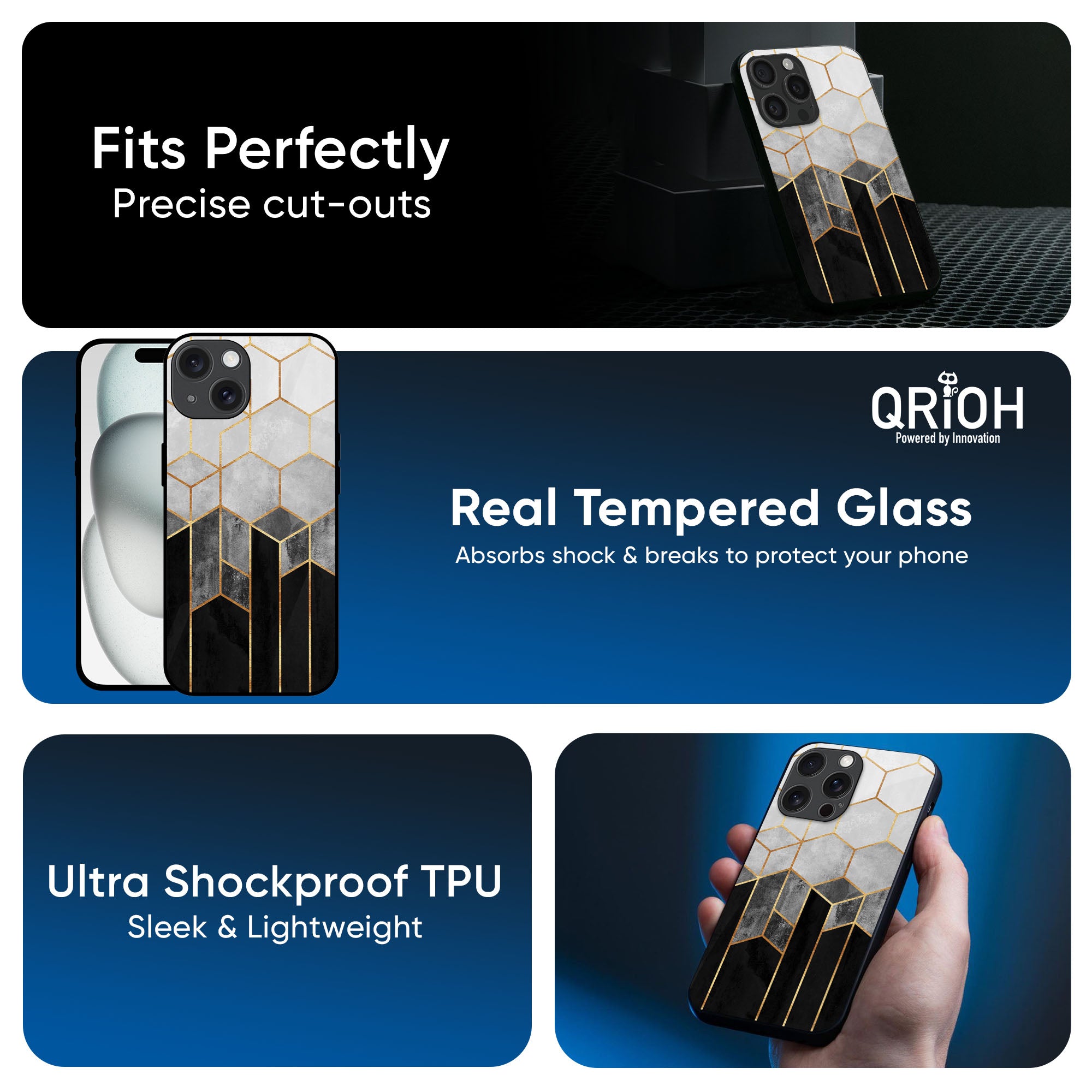 Tricolor Pattern Glass Case for iPhone 16 Pro Max