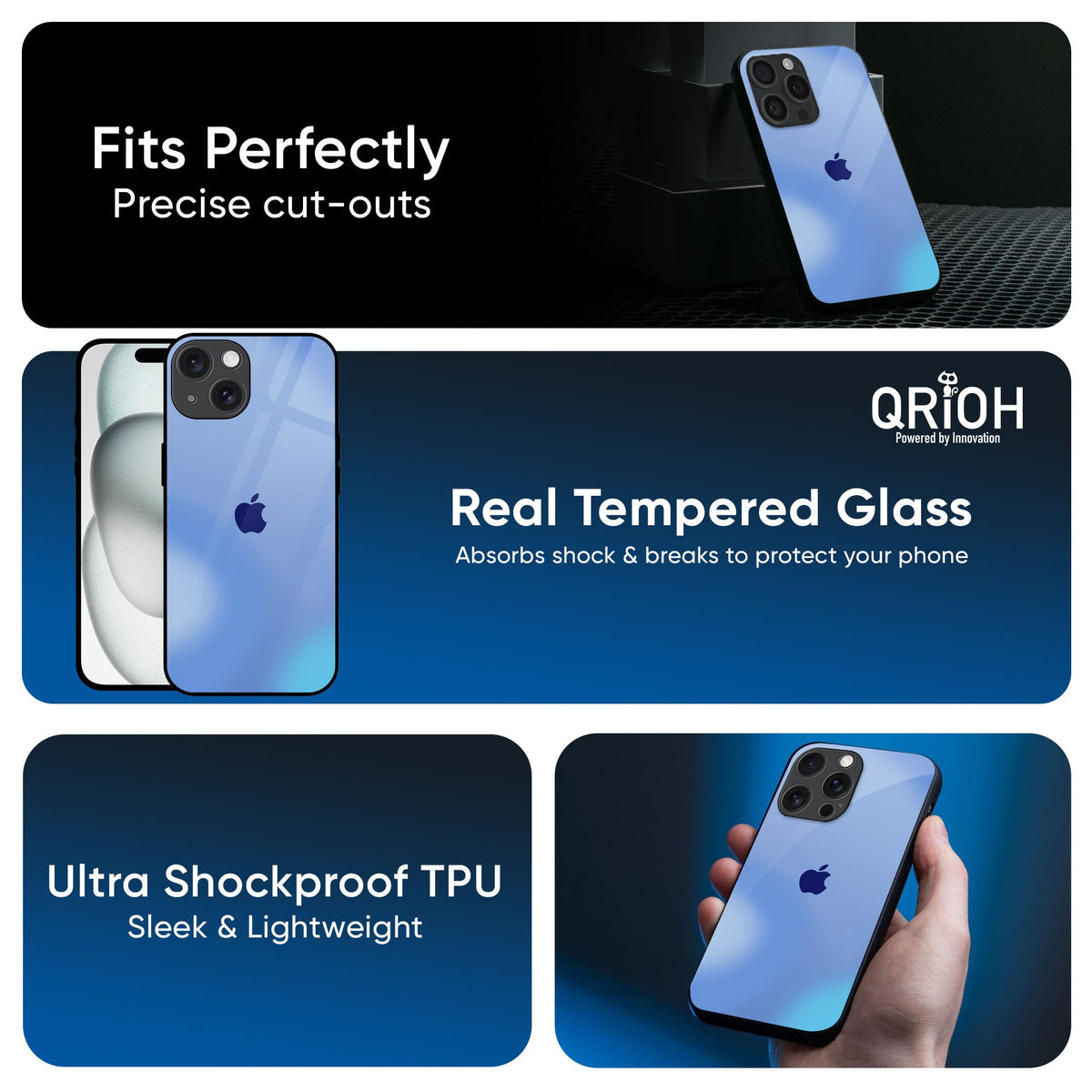 Vibrant Blue Texture Glass Case for iPhone 17