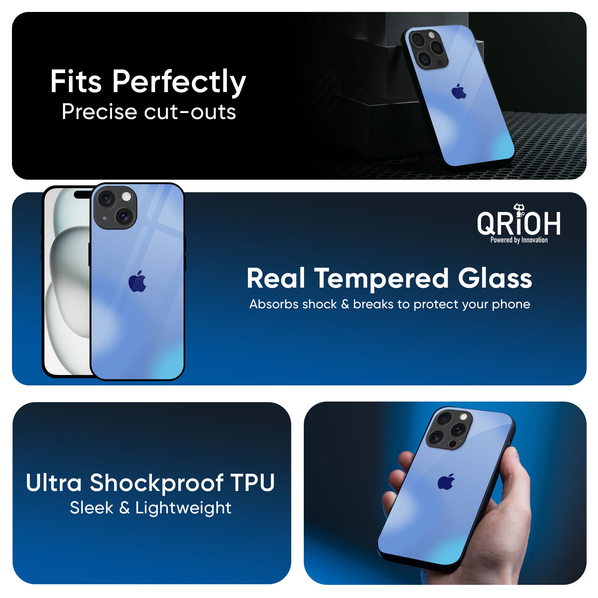 Vibrant Blue Texture Glass Case for iPhone 16 Pro Max