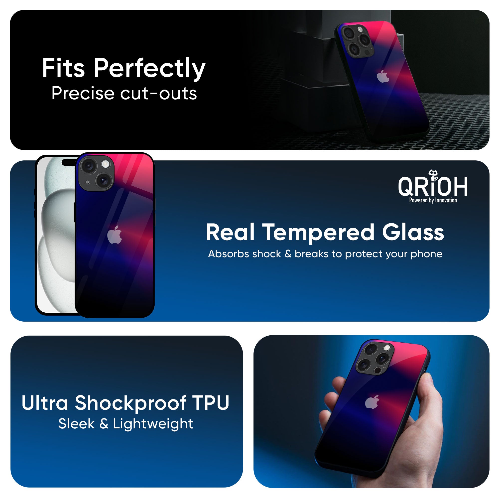 Blue Ombre Glass Case for iPhone 16 Pro Max