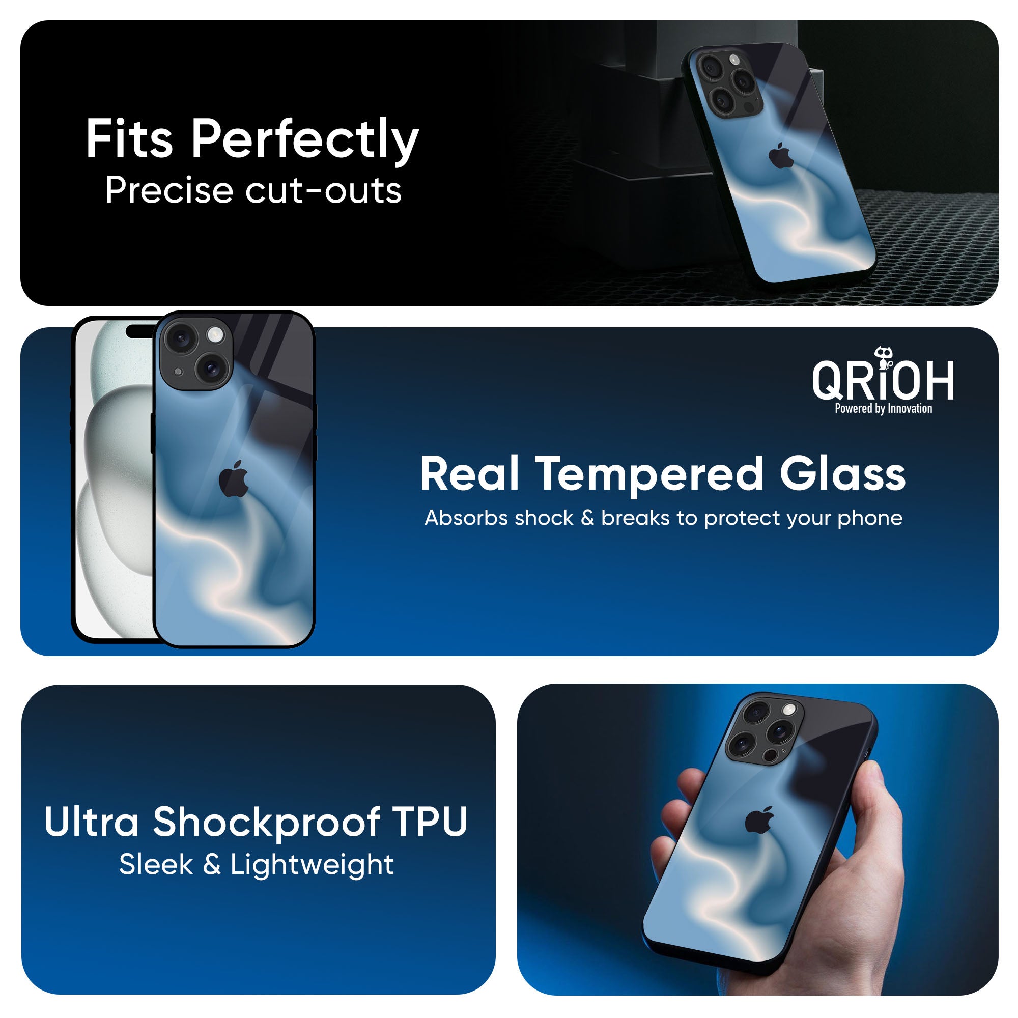 Blue Waves Glass Case for iPhone 16 Pro Max