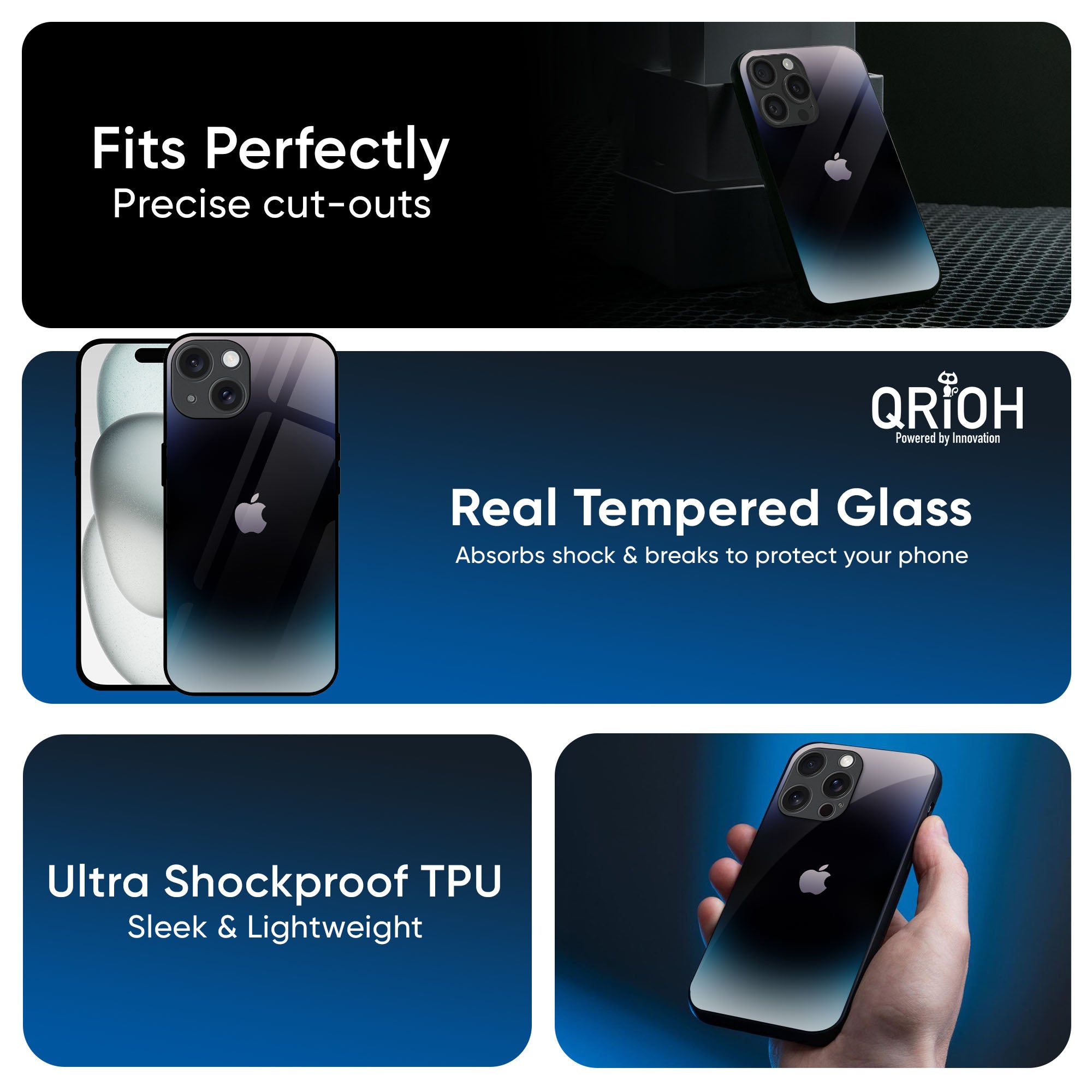 Black Obsidian Glass Case for iPhone 16 Pro Max