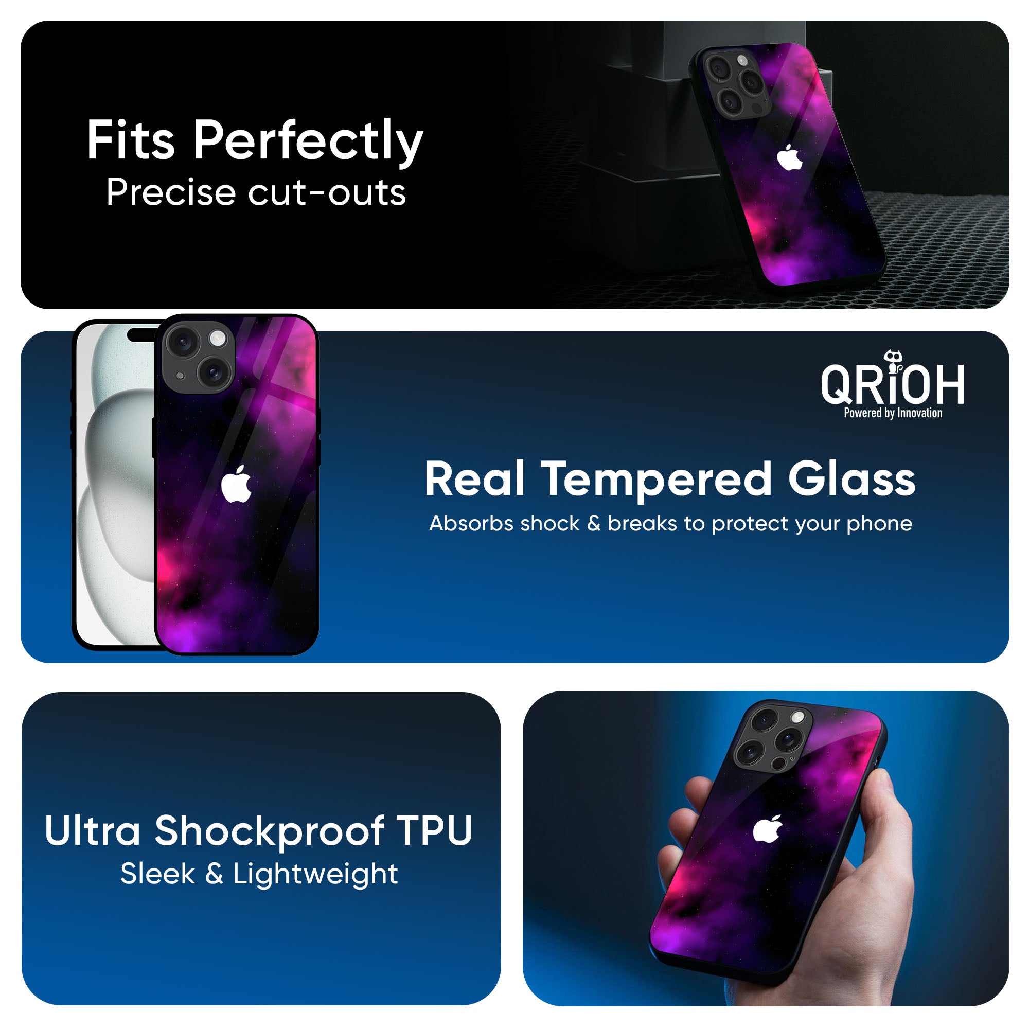 Pink Galaxy Glass Case for iPhone 16 Pro Max