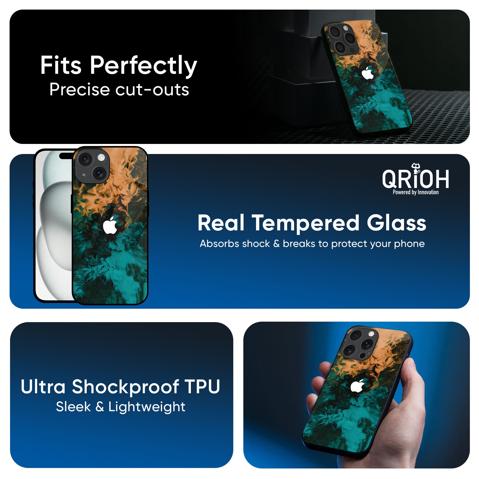 Watercolor Wave Glass Case for iPhone 16 Pro Max