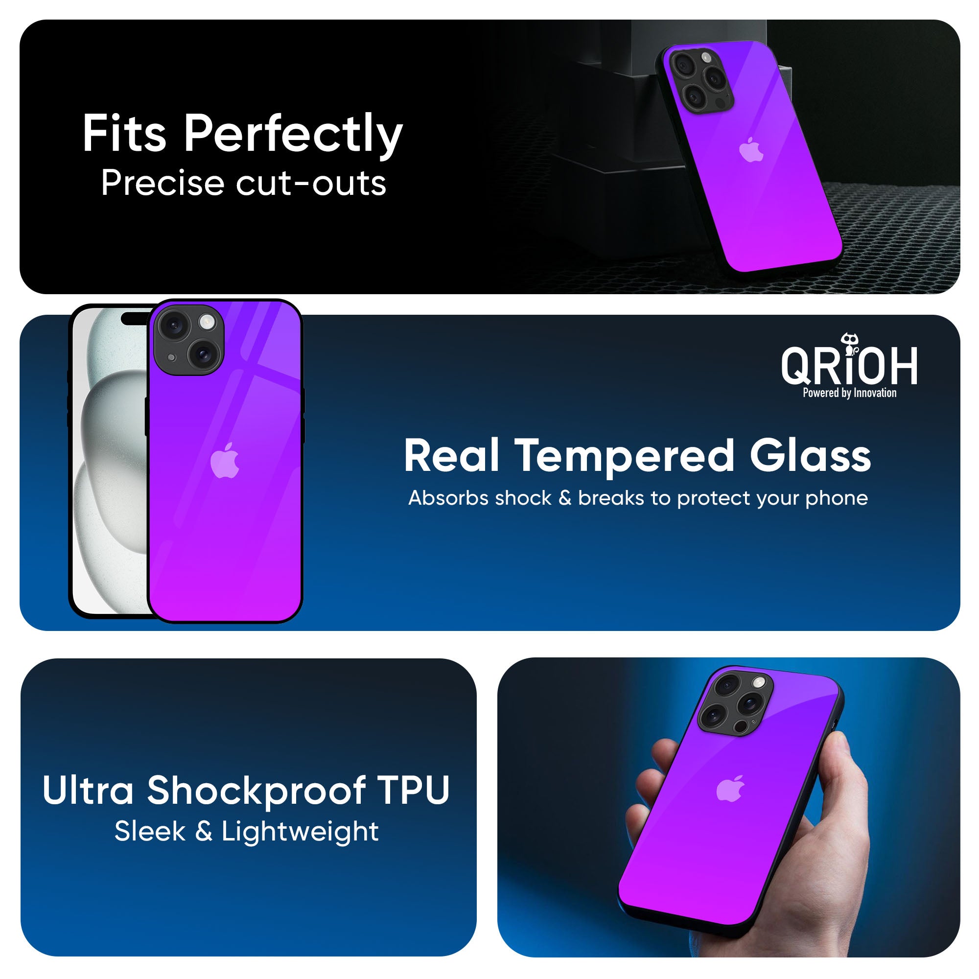 Purple Pink Glass Case for iPhone 16 Pro Max