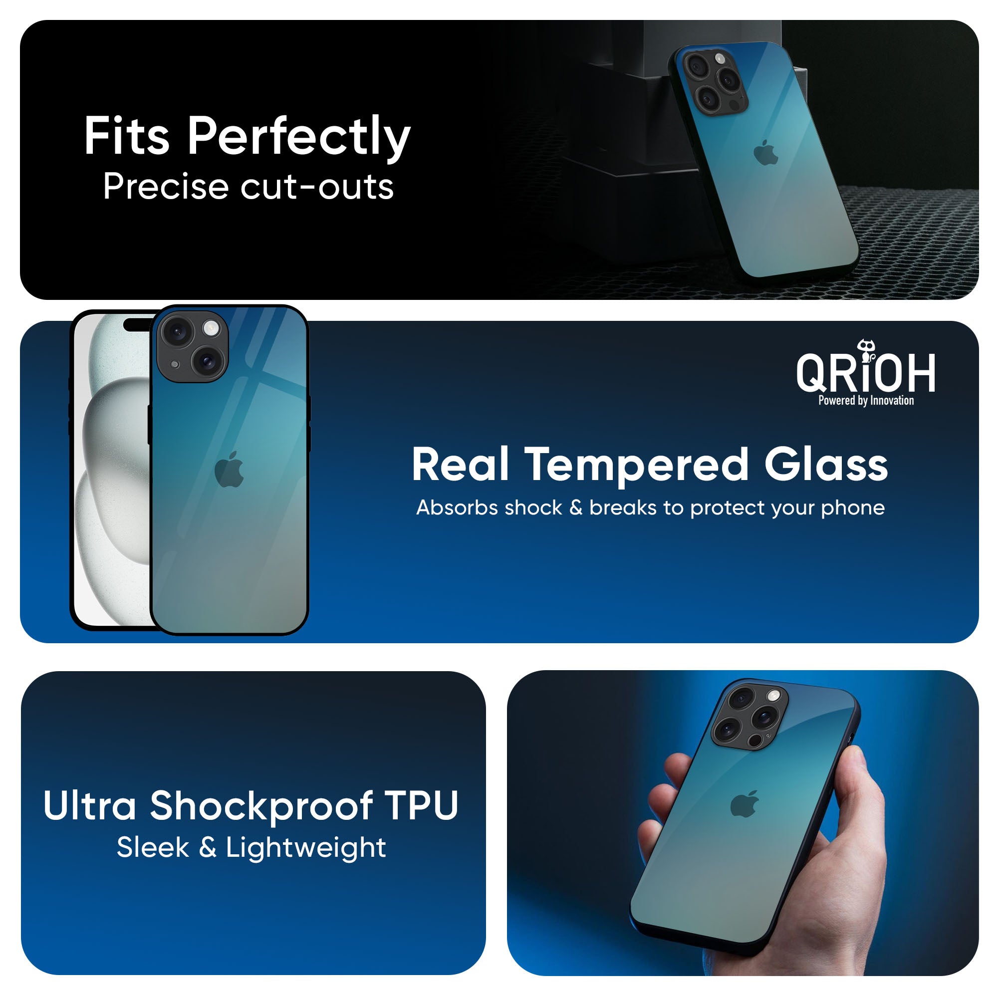 Sea Theme Gradient Glass Case for iPhone 16 Pro Max