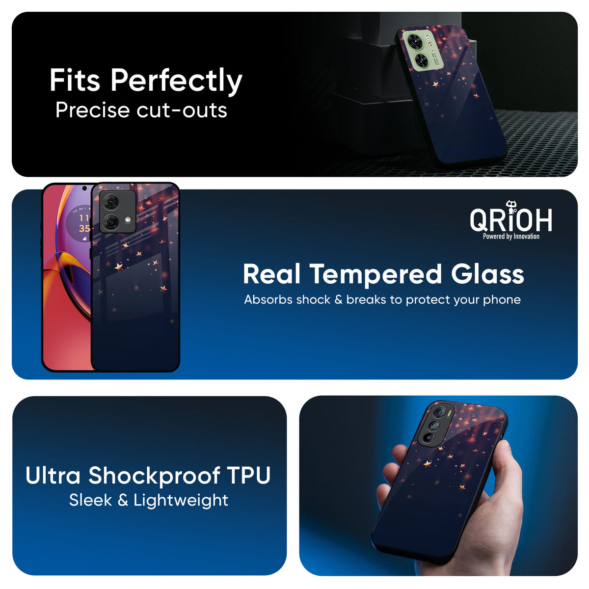 Falling Stars Glass Case For Motorola Edge 50 5G