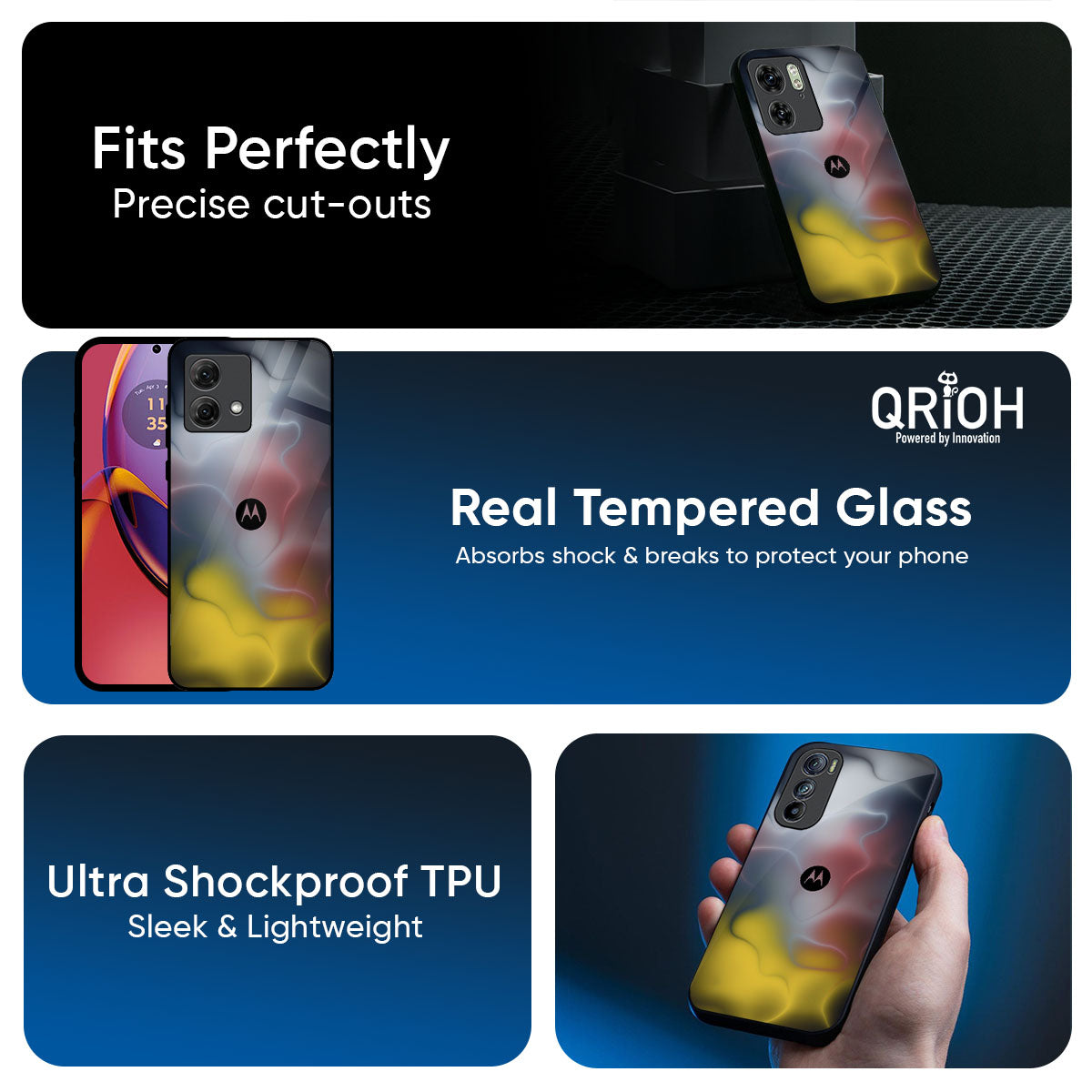 Colorful Smoke Glass Case for Motorola G35 5G