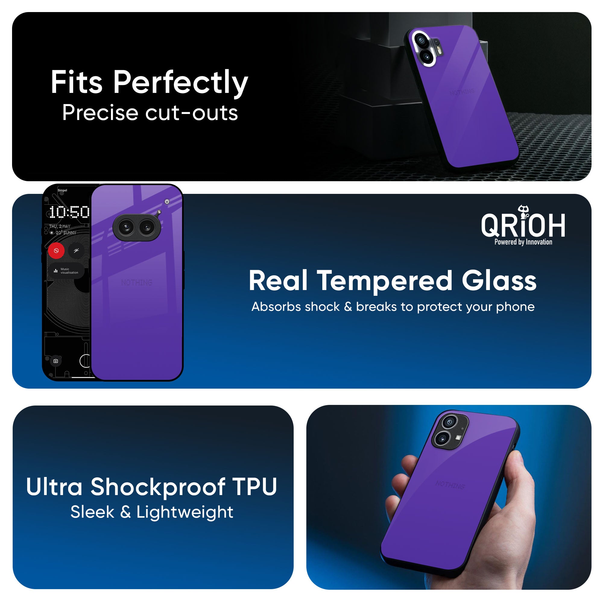Amethyst Purple Glass Case for Nothing CMF Phone 1