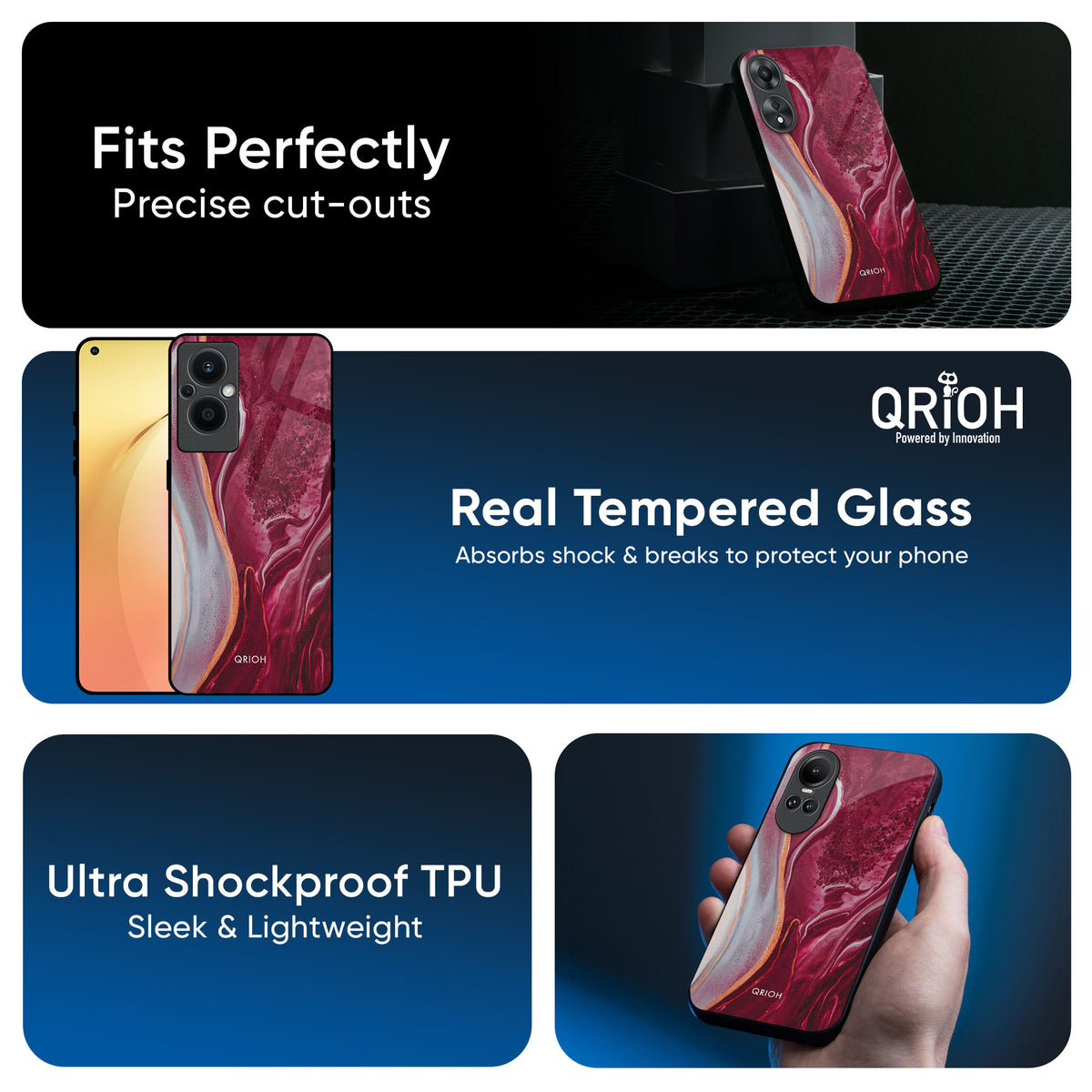 Crimson Ruby Glass Case for OPPO A3 Pro 5G