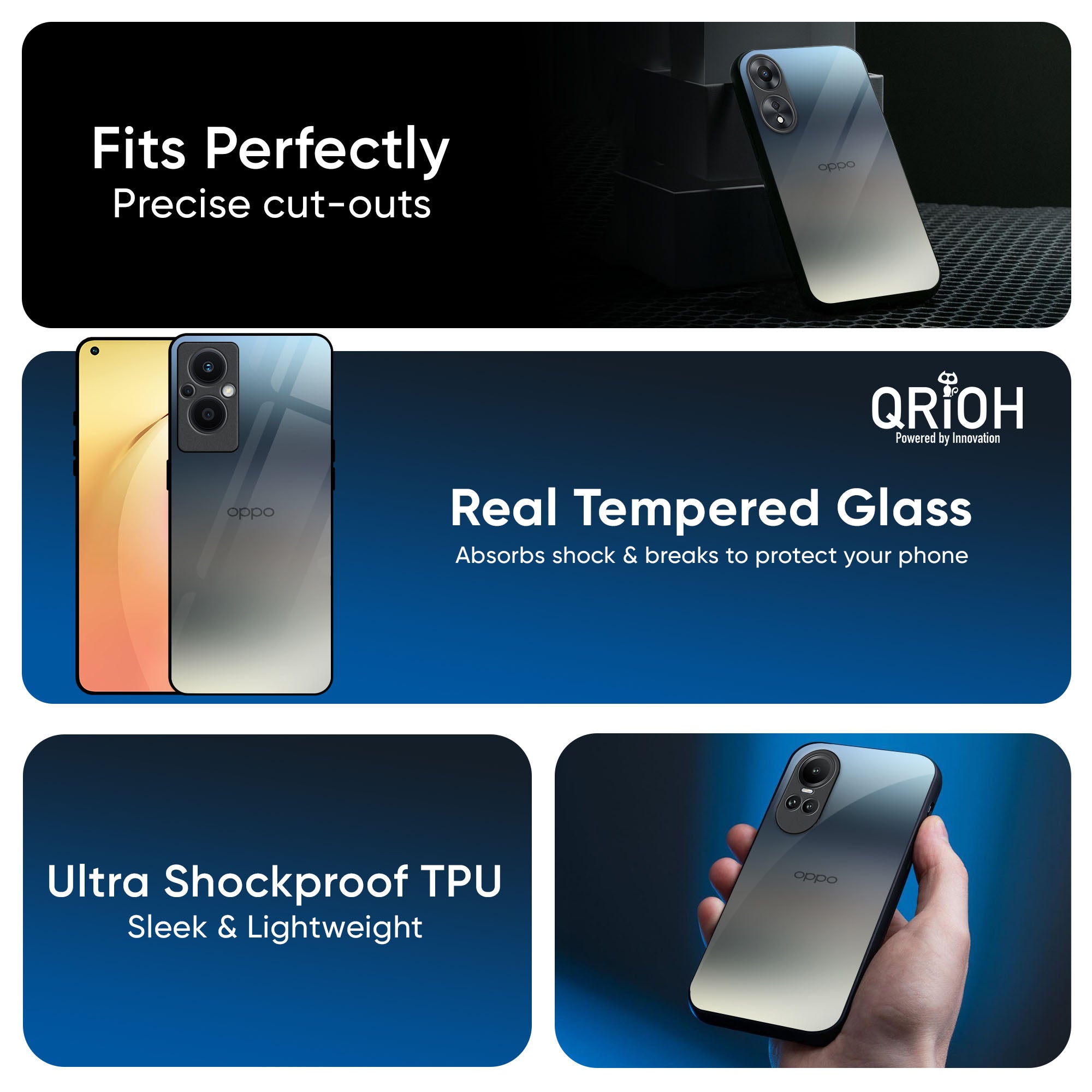Tricolor Ombre Glass Case for OPPO A3 Pro 5G