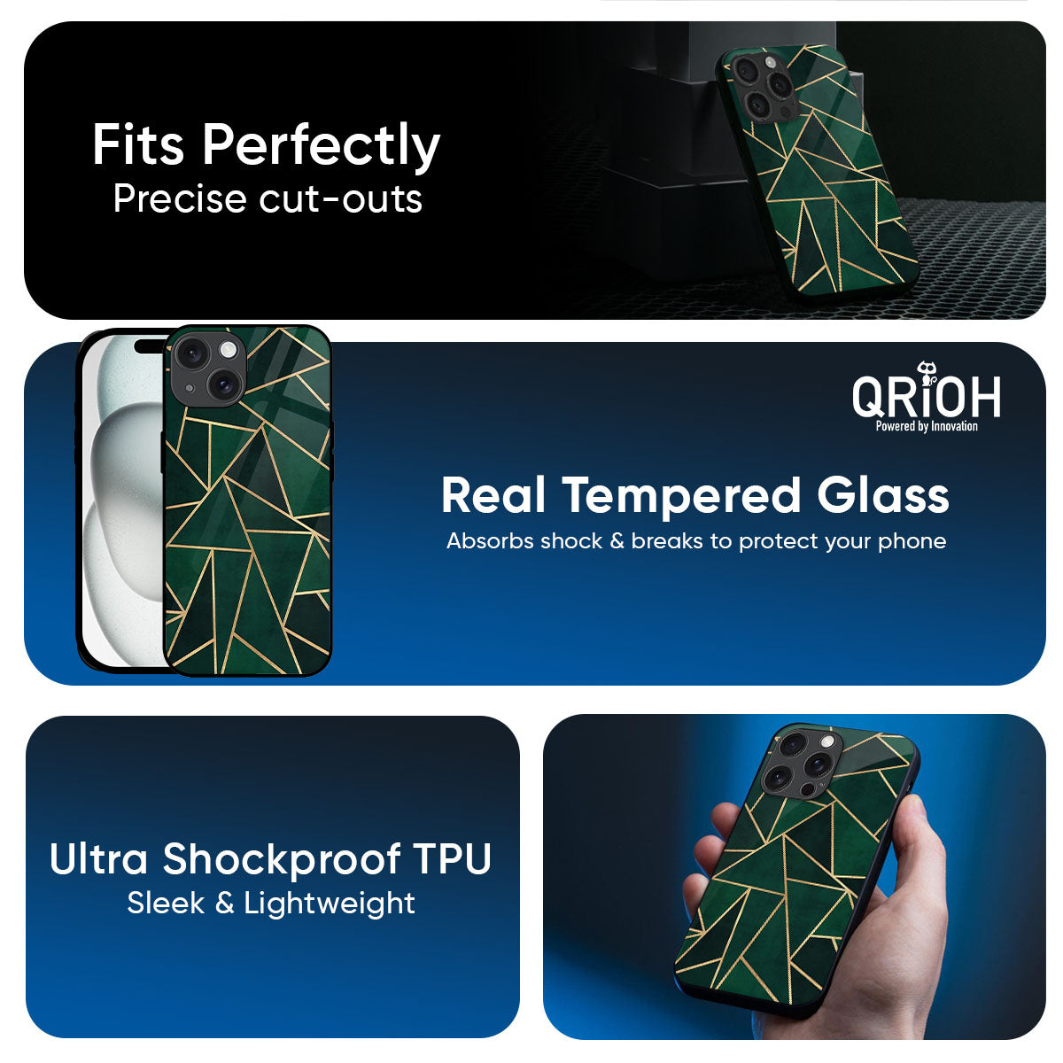 Abstract Green Glass Case For iPhone 17