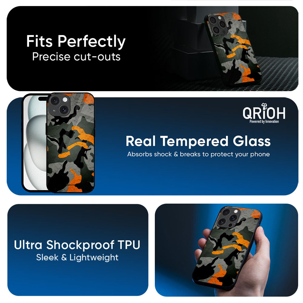 Camouflage Orange Glass Case For Apple iPhone 17e