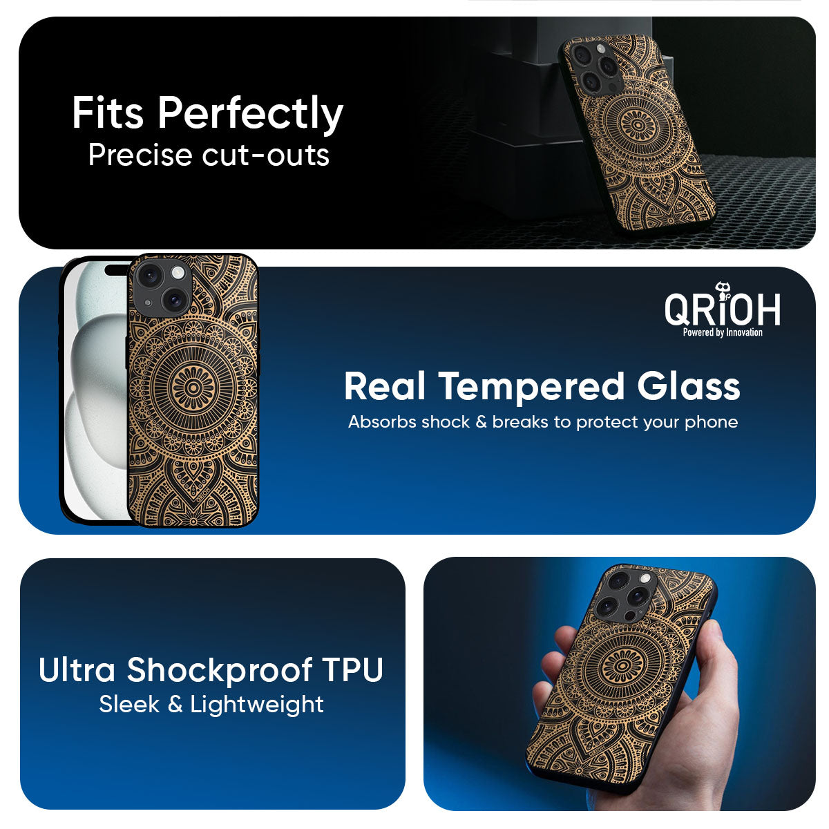 Luxury Mandala Glass Case for iPhone 17 Pro Max