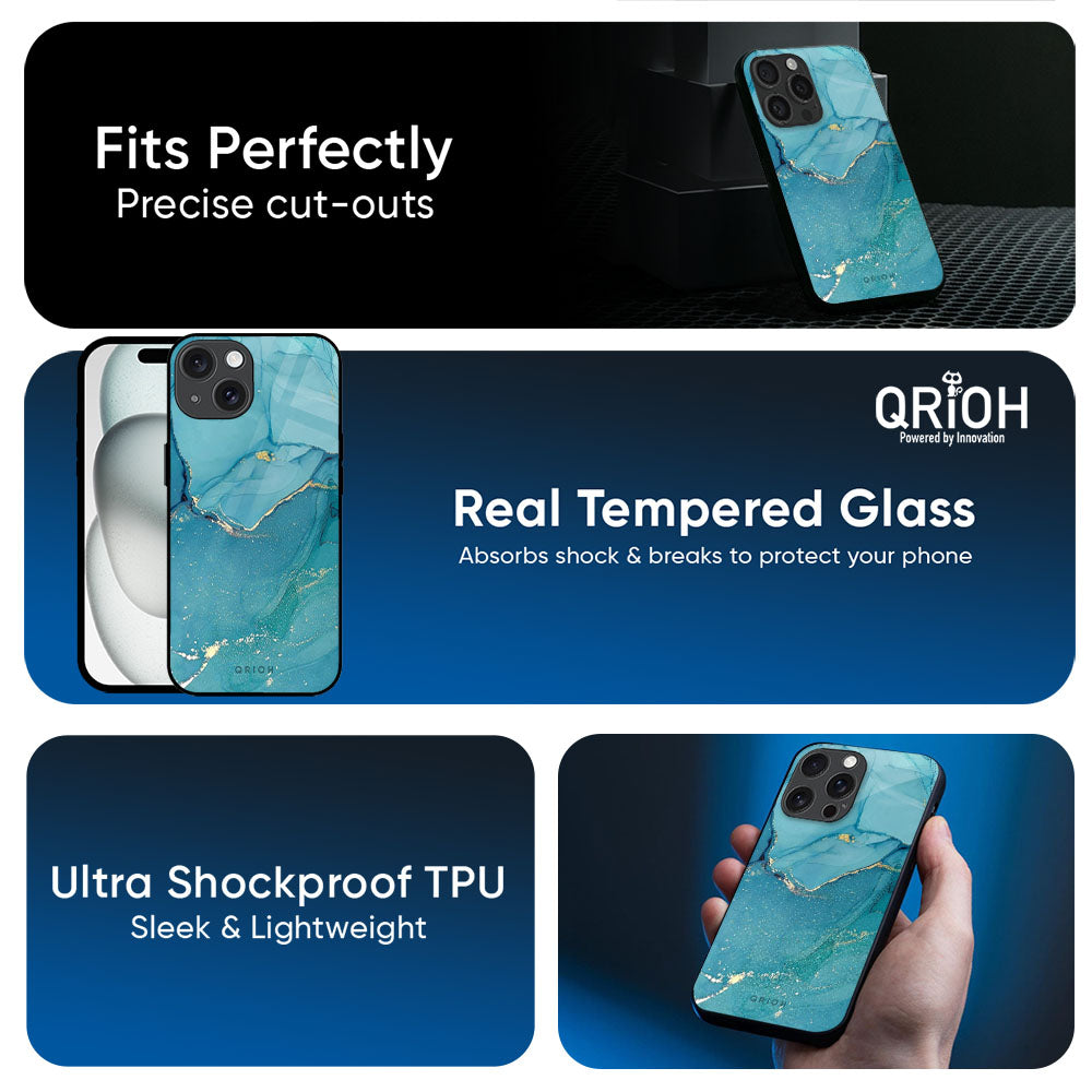 Blue Golden Glitter Glass Case for Apple iPhone 17e