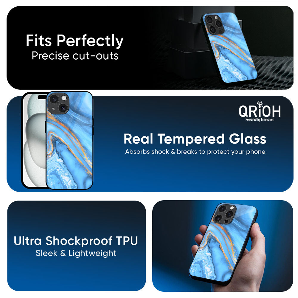 Vibrant Blue Marble Glass Case for Apple iPhone 17e