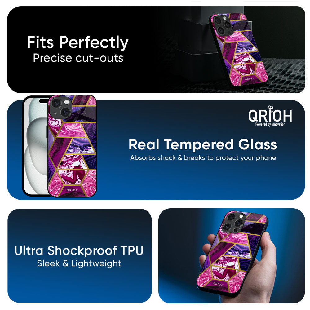 Electroplated Geometric Marble Glass Case for Apple iPhone 17e