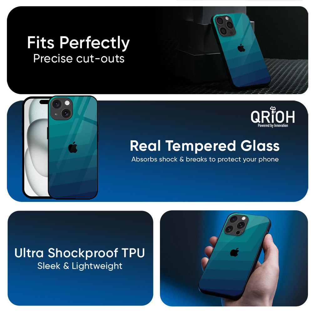 Green Triangle Pattern Glass Case for Apple iPhone 17e