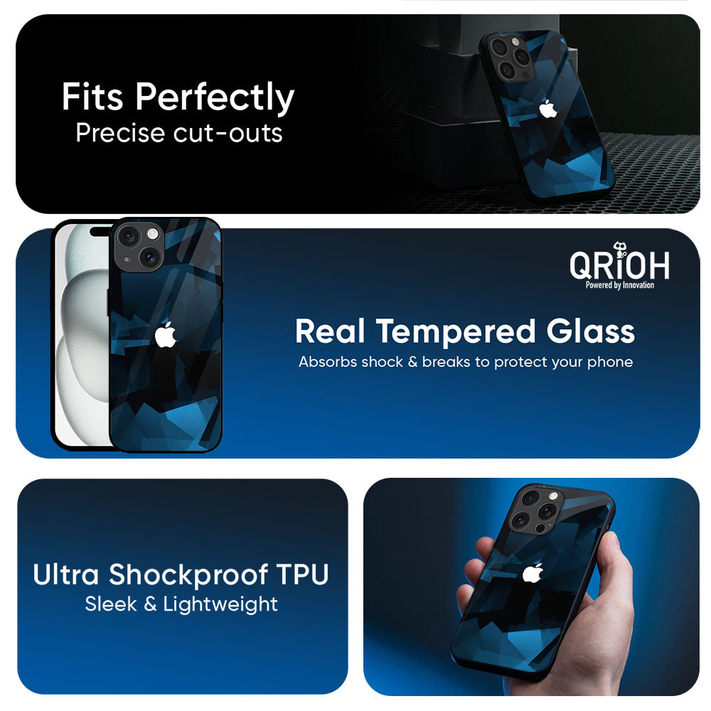 Polygonal Blue Box Glass Case For Apple iPhone 17e