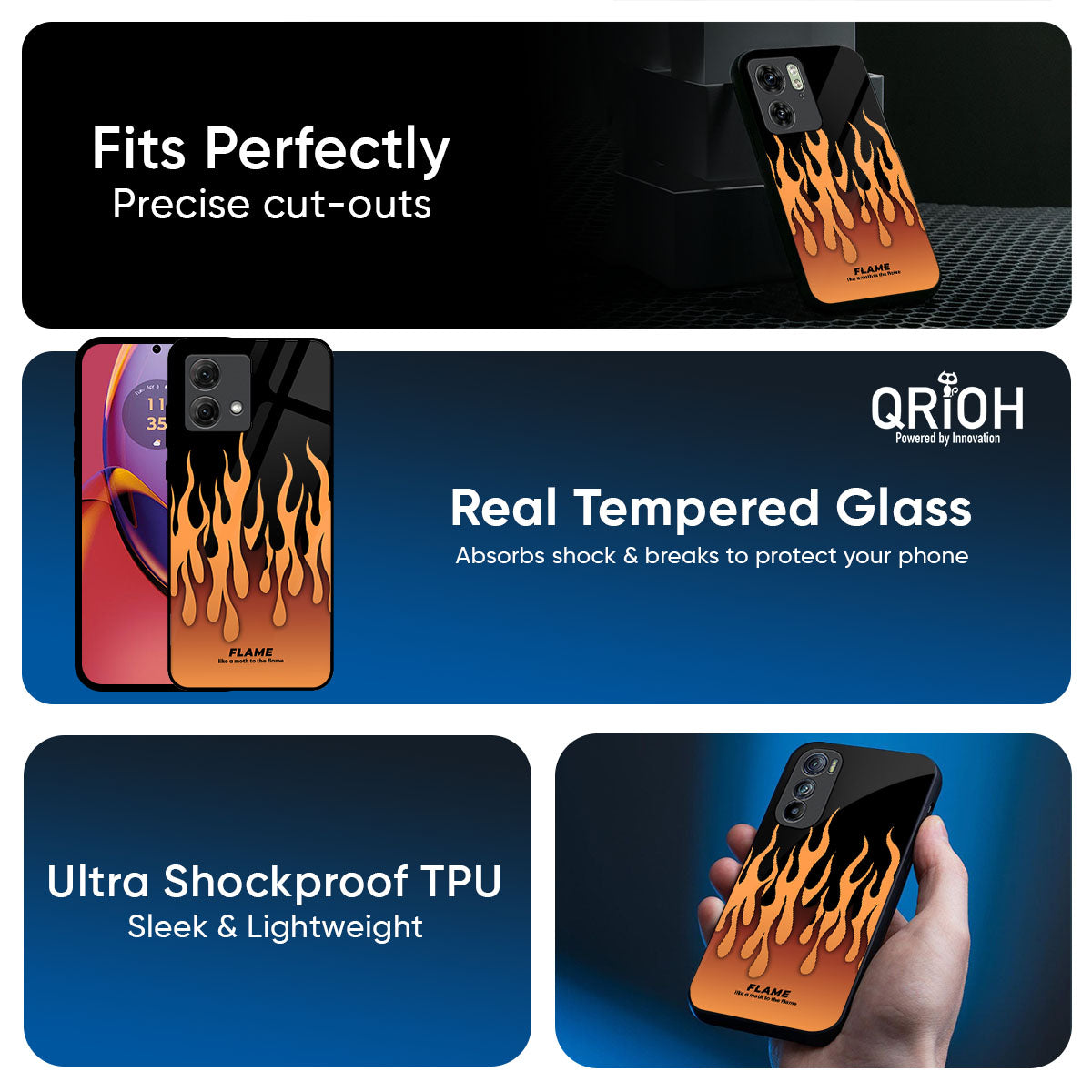 Fire Flame Glass Case for Motorola Edge 70 5G