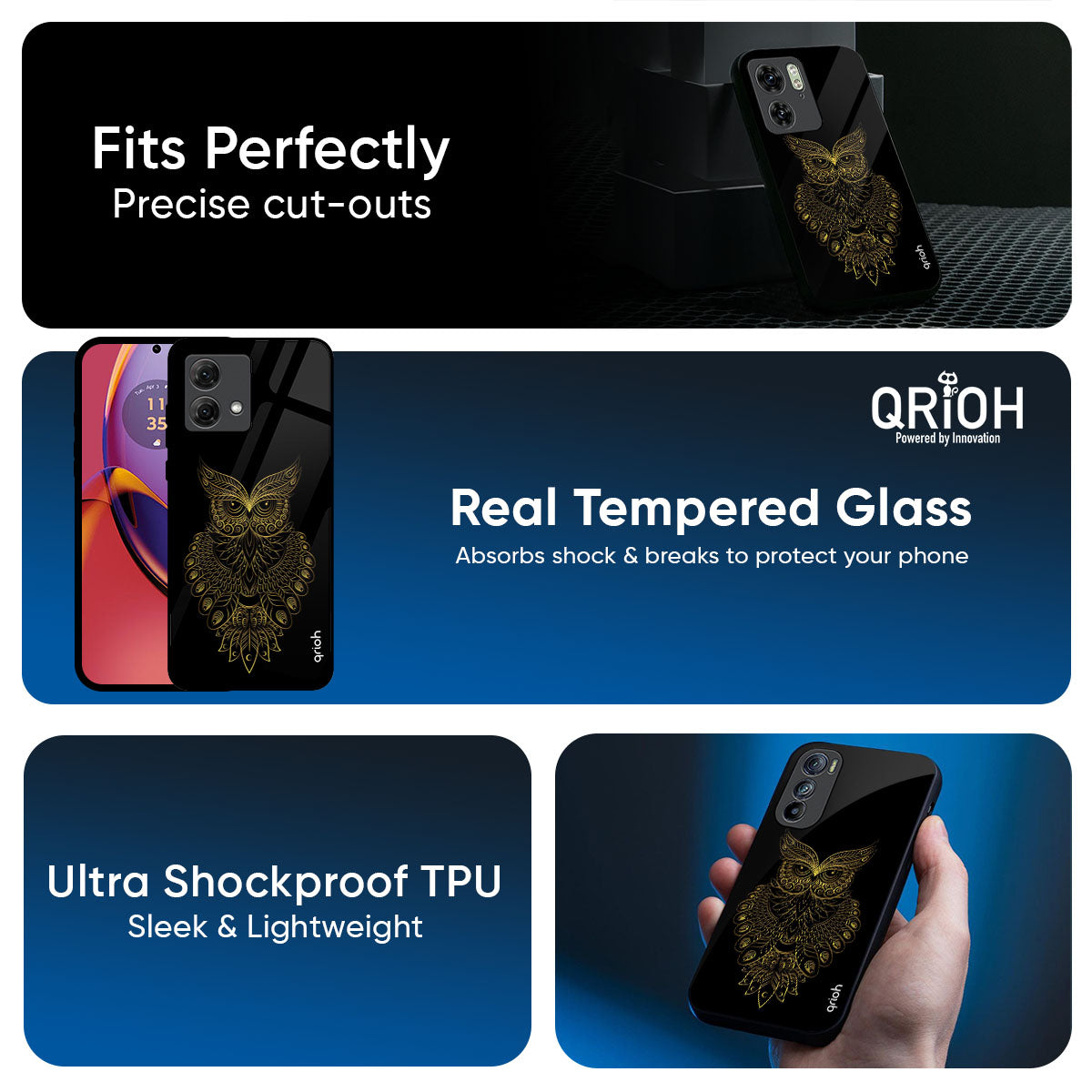 Golden Owl Glass Case for Motorola G75 5G