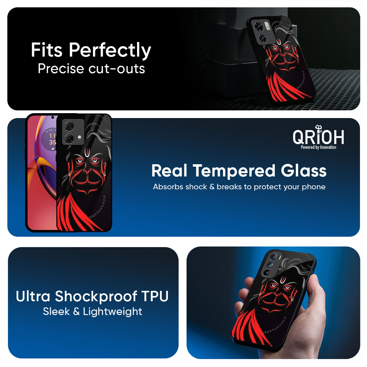Lord Hanuman Glass Case For Motorola G75 5G