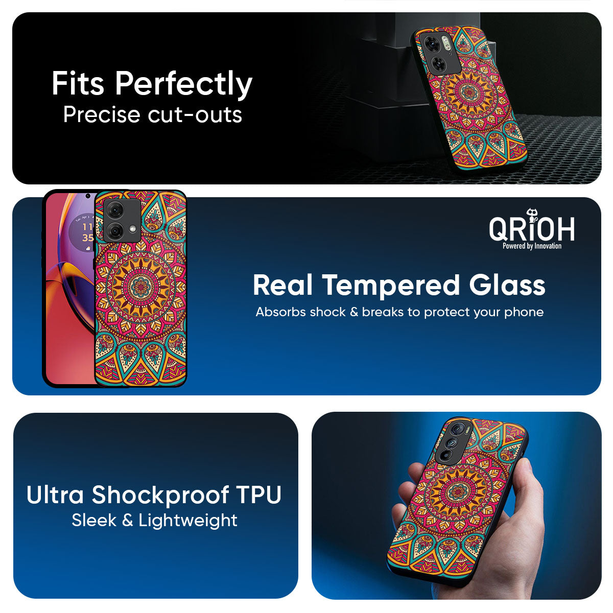 Elegant Mandala Glass Case for Motorola Edge 70 5G