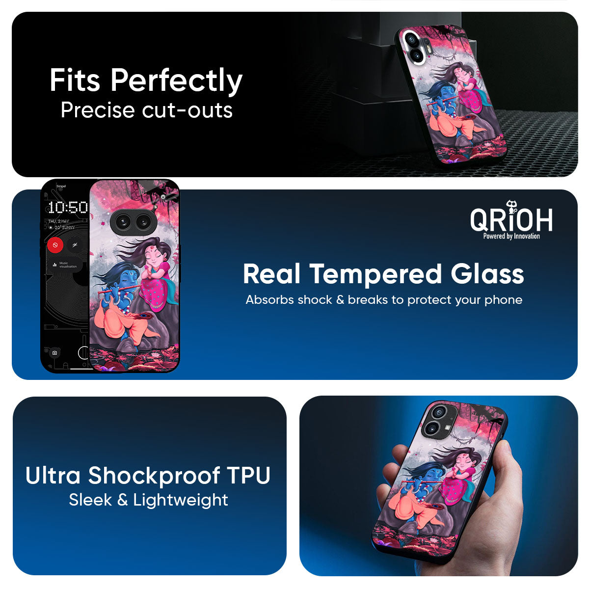 Radha Krishna Art Glass Case for Nothing Phone 3a Pro