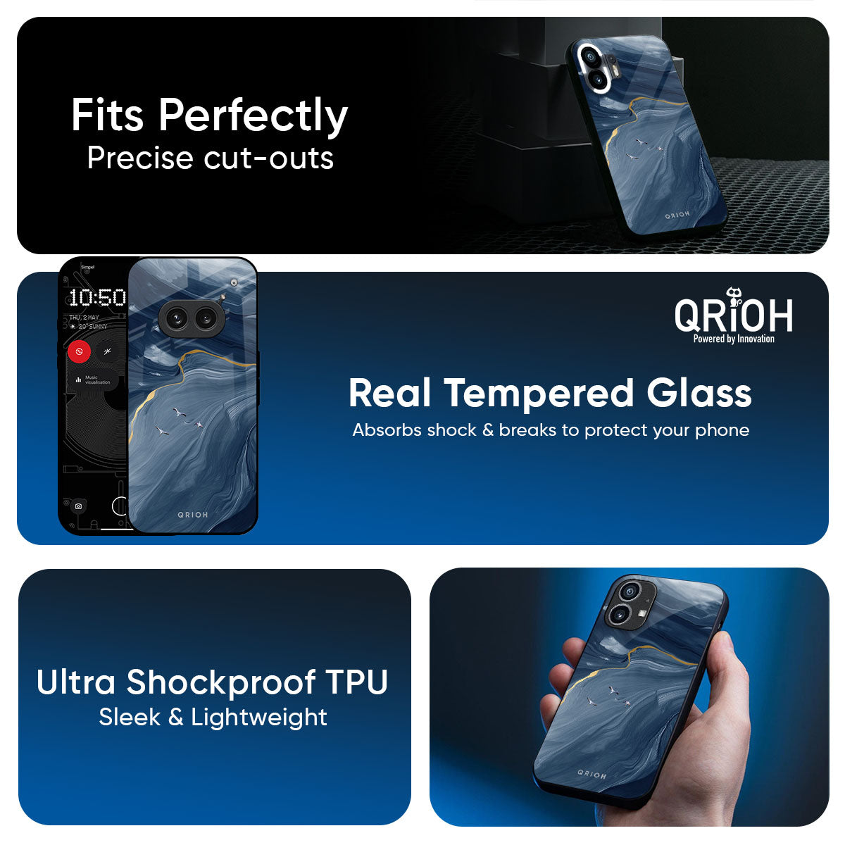 Deep Ocean Marble Glass Case for Nothing CMF Phone 2 Pro