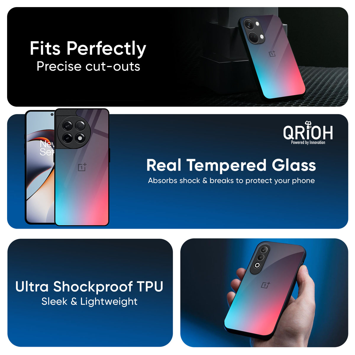 Rainbow Laser Glass Case for OnePlus 15R 5G