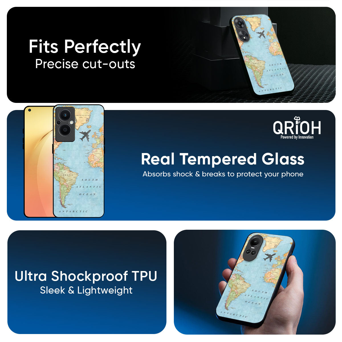 Travel Map Glass Case for Oppo K13 Turbo Pro 5G