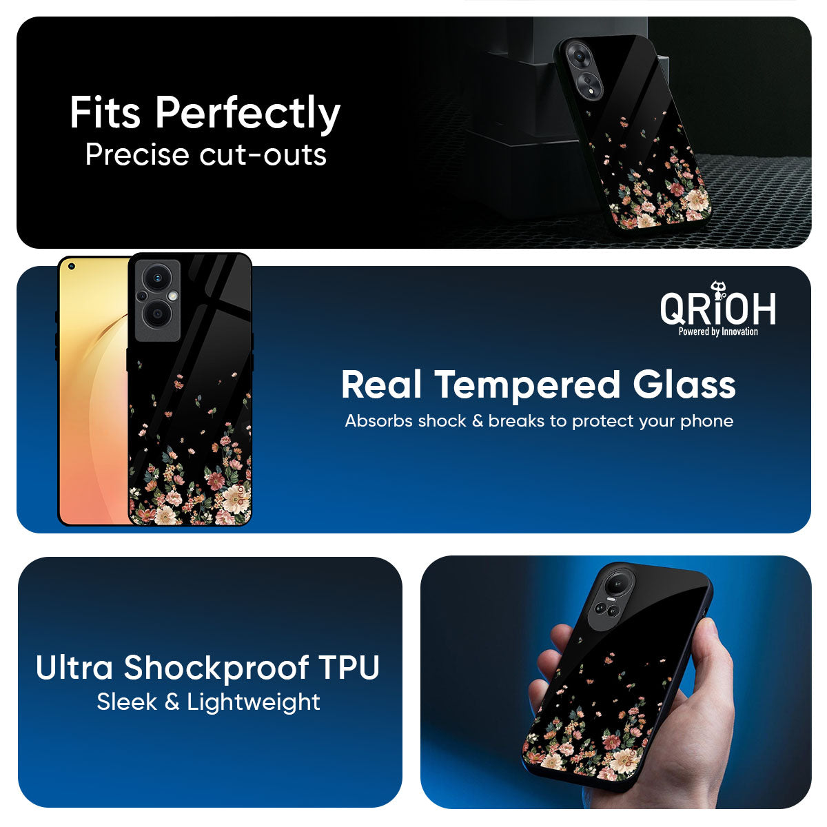 Floating Floral Print Glass Case for Oppo K13 Turbo Pro 5G