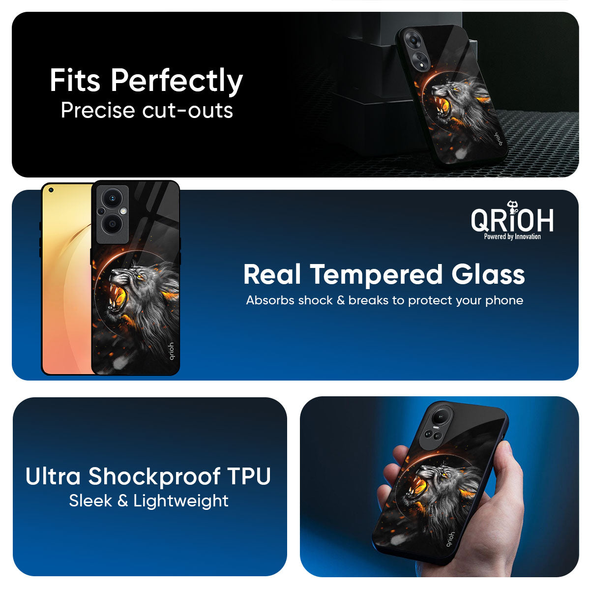 Aggressive Lion Glass Case for Oppo K13 Turbo Pro 5G