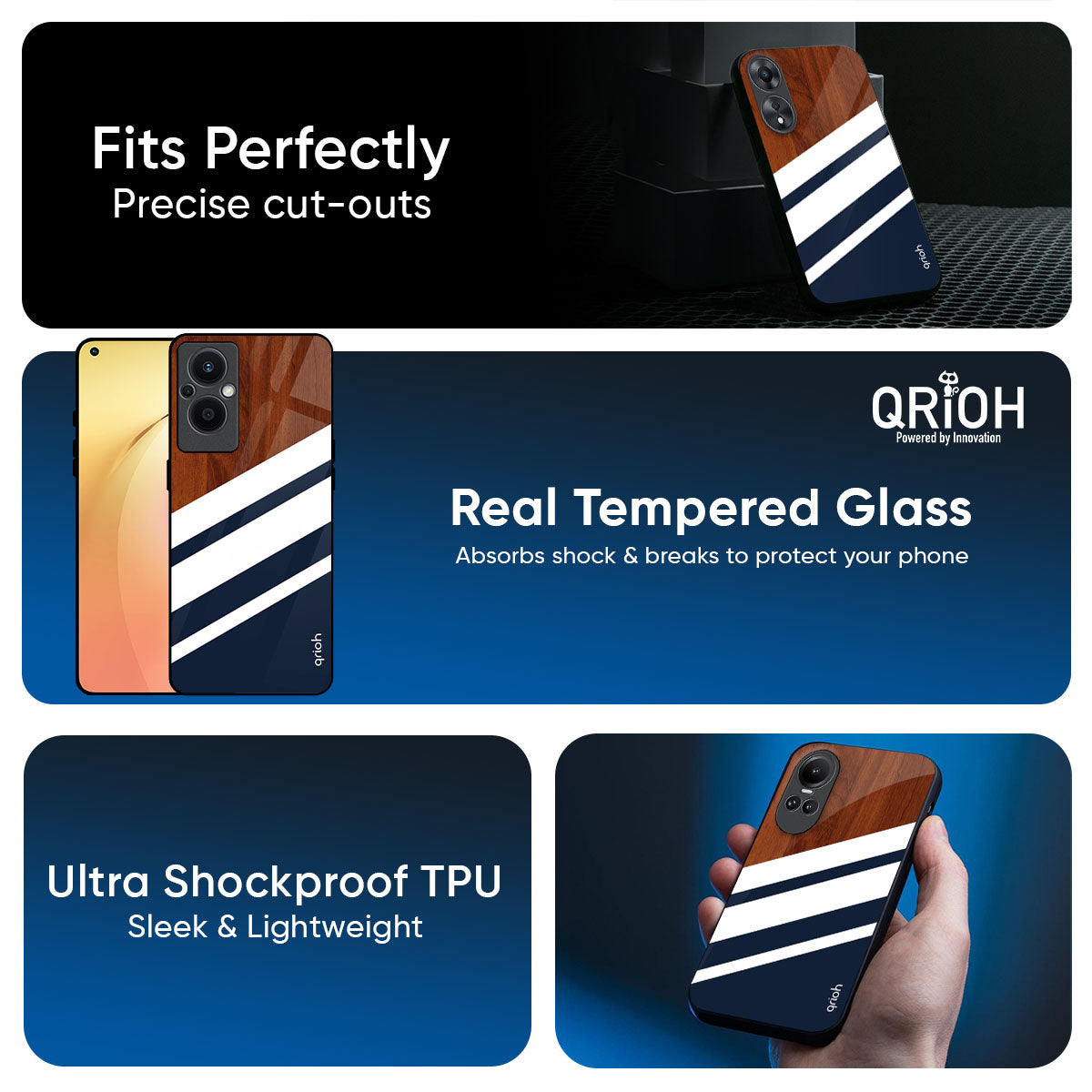 Bold Stripes Glass Case for Oppo K13 Turbo Pro 5G