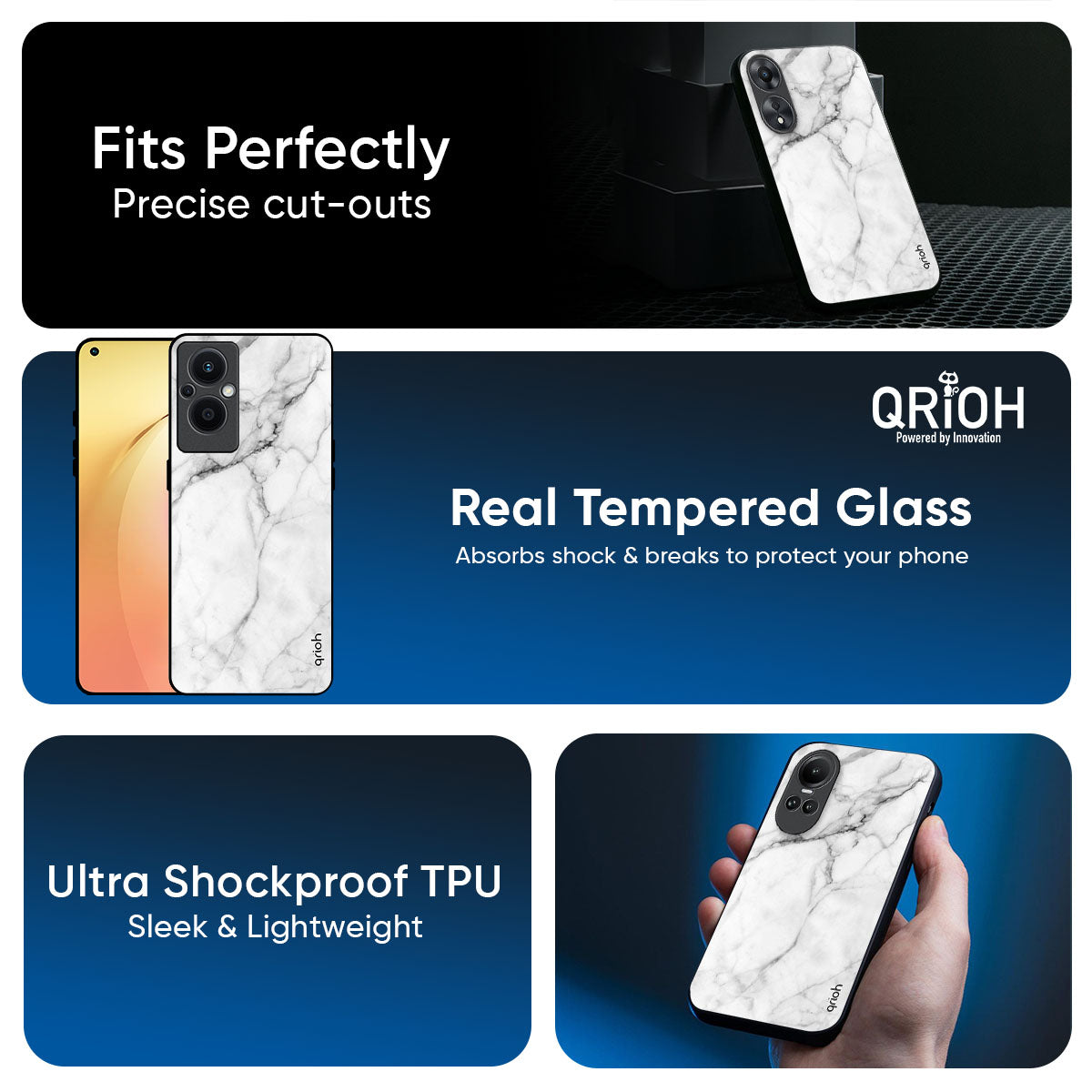 Modern White Marble Glass Case for Oppo K13 Turbo Pro 5G