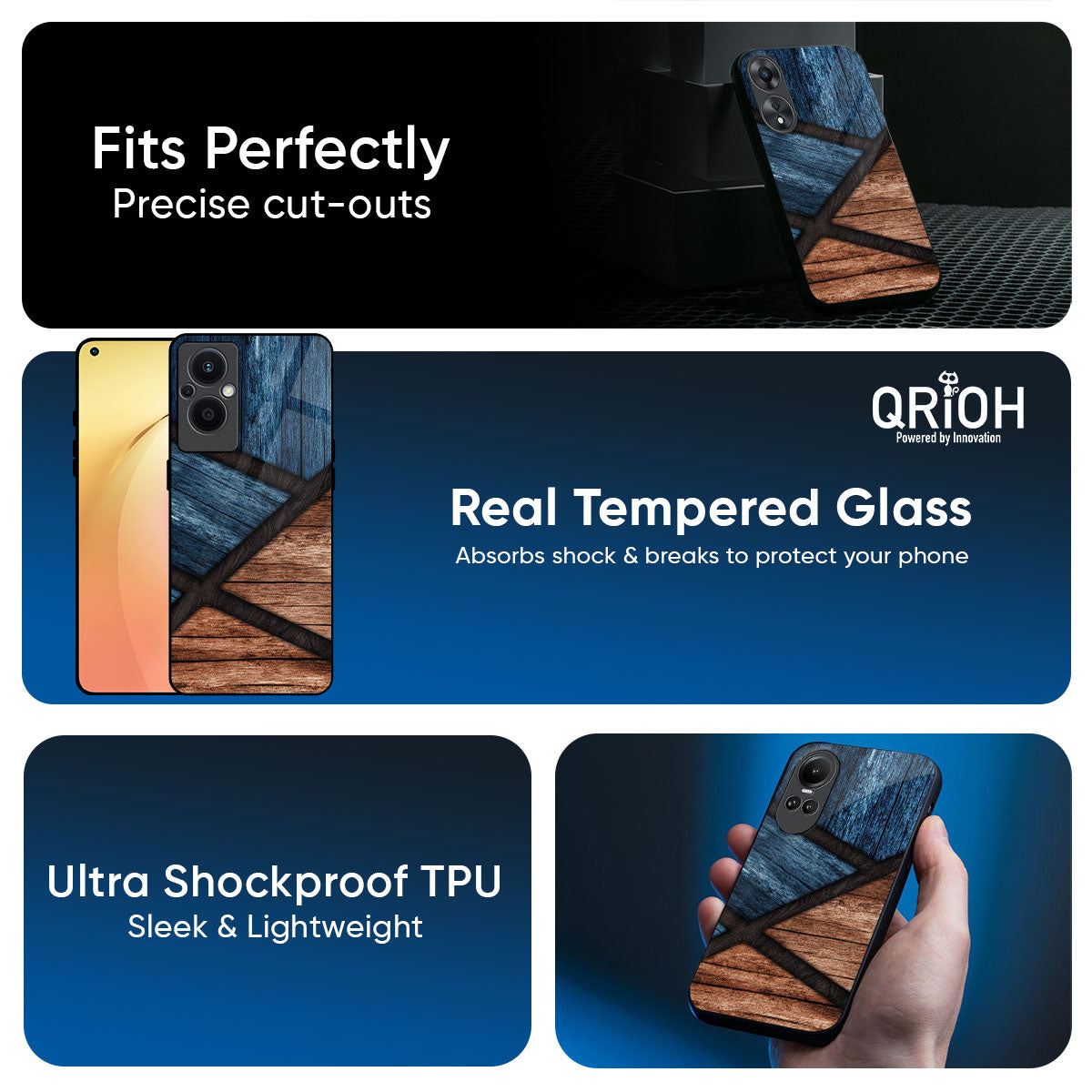 Wooden Tiles Glass Case for Oppo Reno14 5G