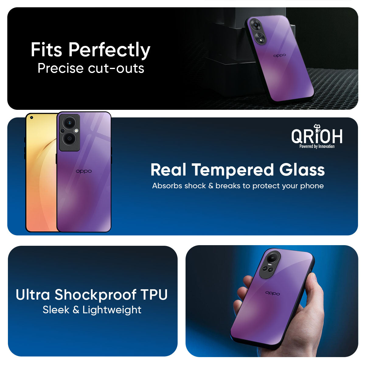 Ultraviolet Gradient Glass Case for Oppo Reno14 5G