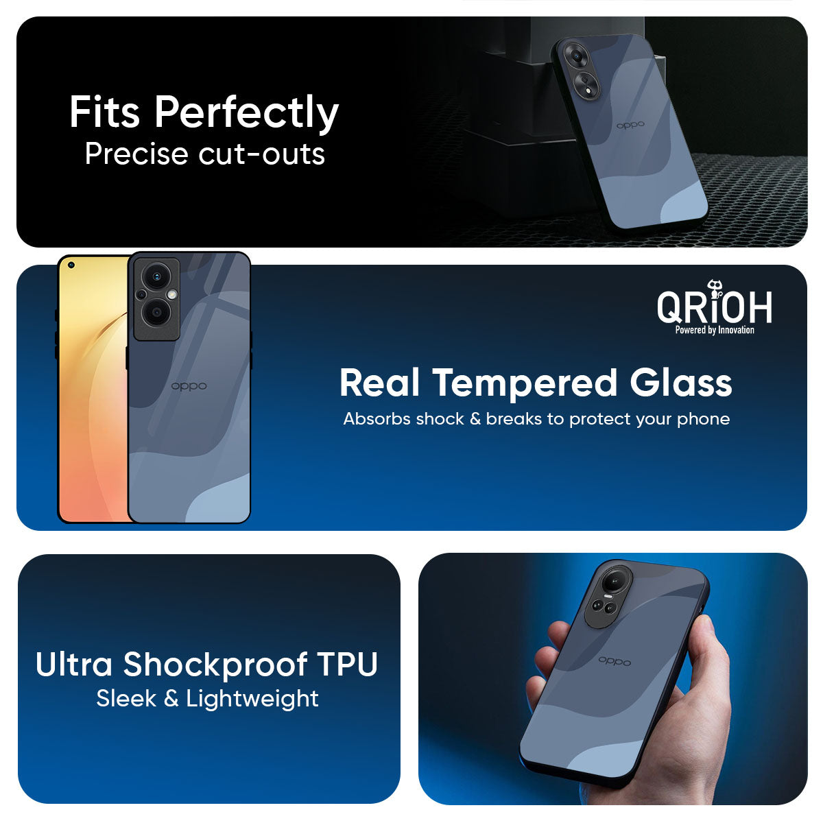 Navy Blue Ombre Glass Case for Oppo K13 Turbo Pro 5G