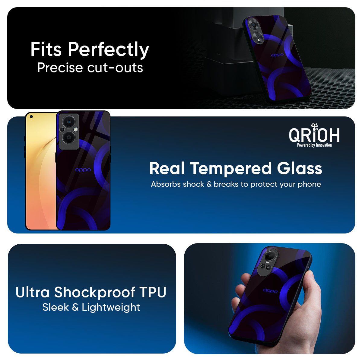 Blue Ring Light Glass Case for Oppo K13 Turbo Pro 5G
