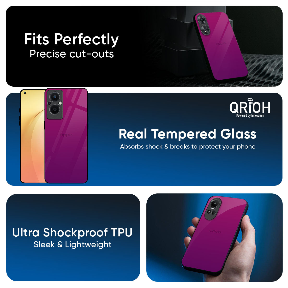 Magenta Gradient Glass Case For Oppo K13 Turbo Pro 5G