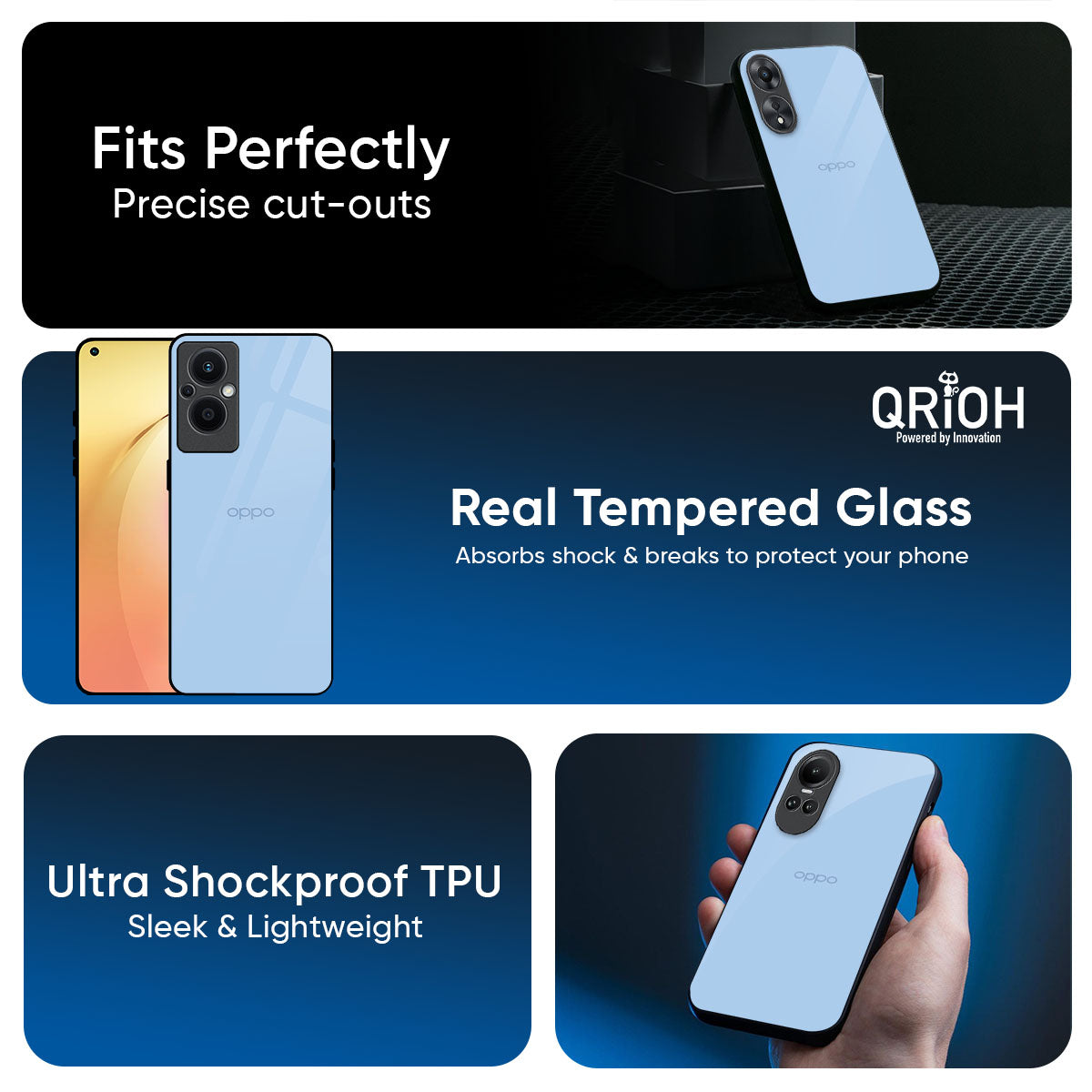 Pastel Sky Blue Glass Case for Oppo K13 Turbo Pro 5G