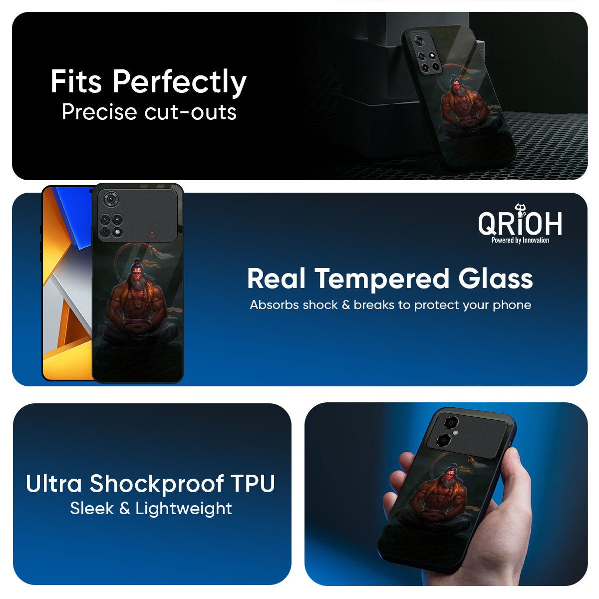Lord Hanuman Animated Glass Case for Poco X8 Pro 5G