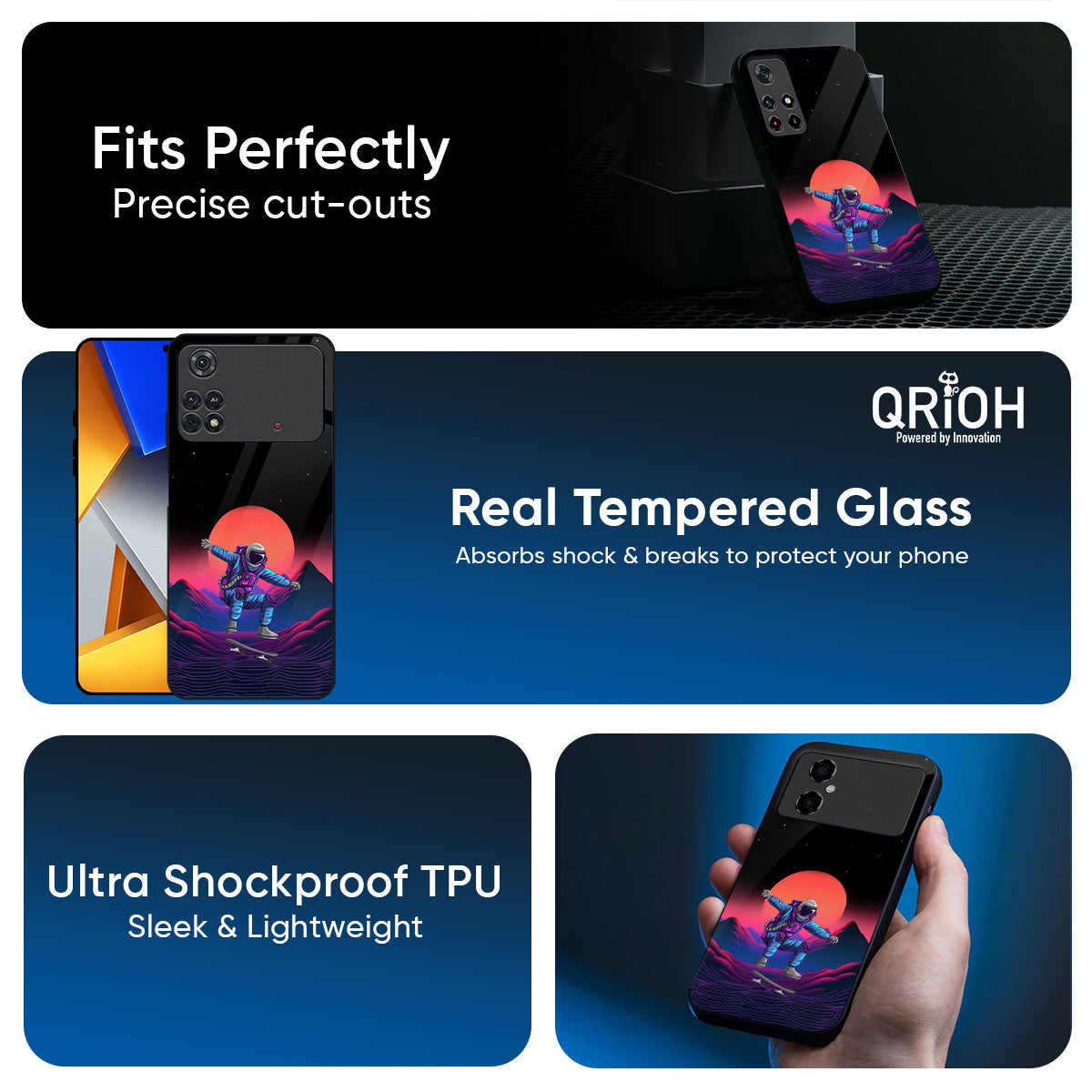 Retro Astronaut Glass Case for Poco M8 5G