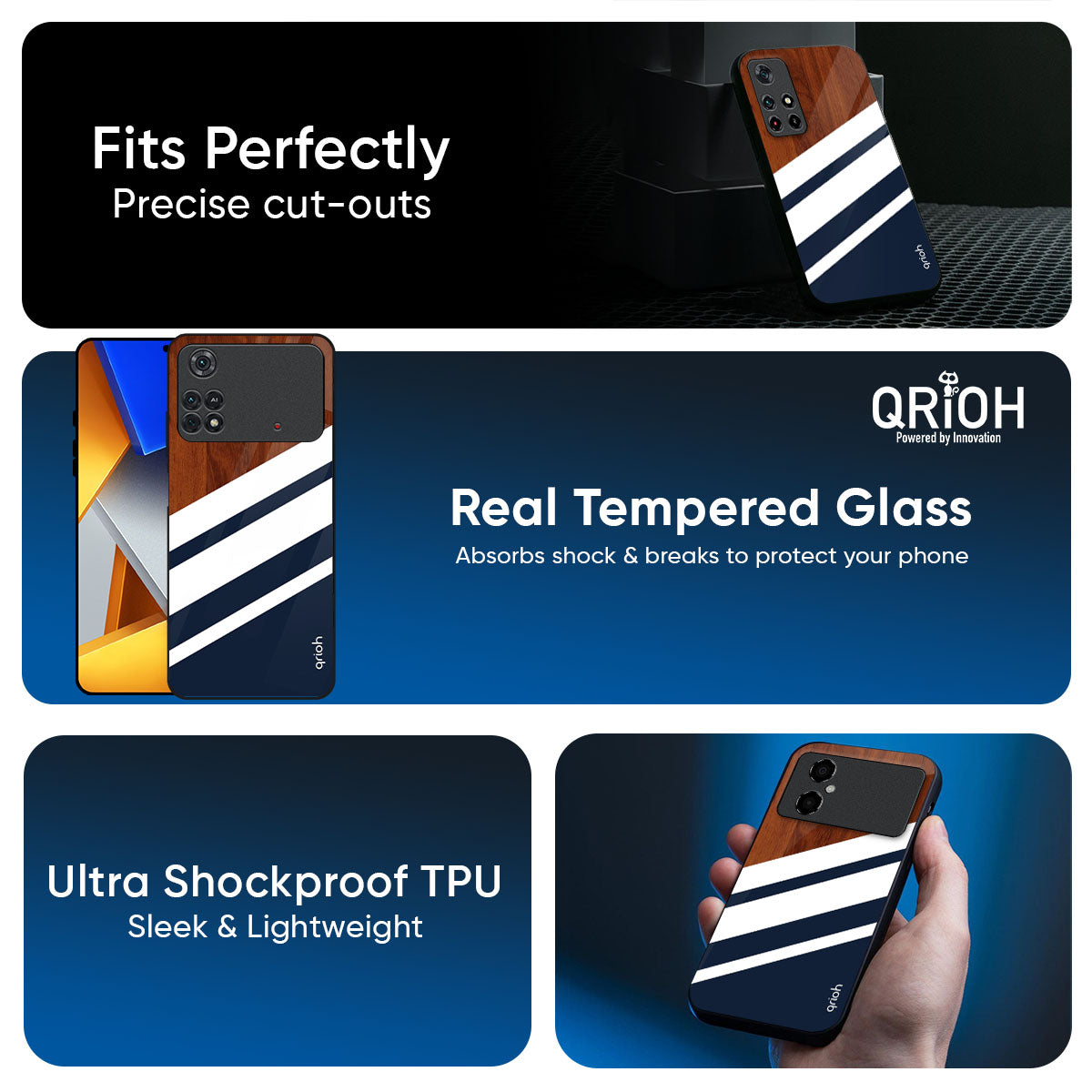 Bold Stripes Glass Case for Poco X7 5G