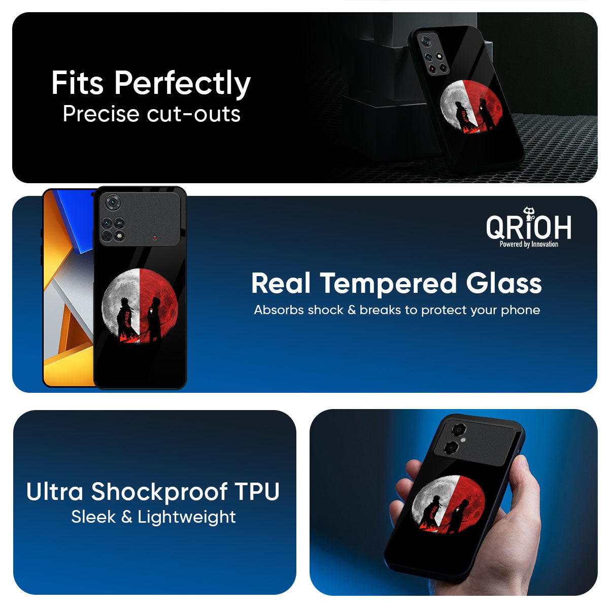 Anime Red Moon Glass Case for Poco X8 Pro 5G