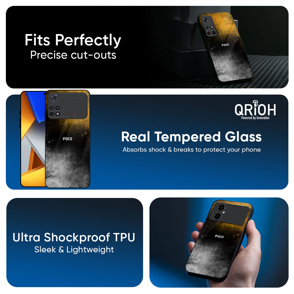 Gold Gradient Glass Case for Poco X7 5G